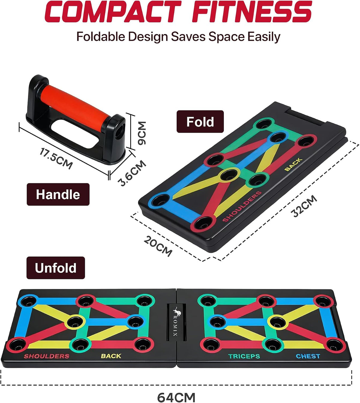 Push up Board 14 in 1, Foldable Press up Board with Push up Handles
