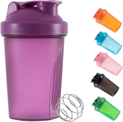 Protein Shaker Bottle 400Ml with Blender Ball, BPA Free, Purple