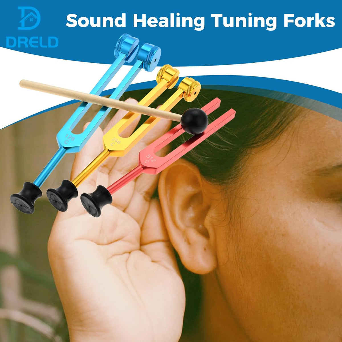 Tuning Forks Healing -128Hz, 256Hz, 512Hz Tuners with Silicone Bases