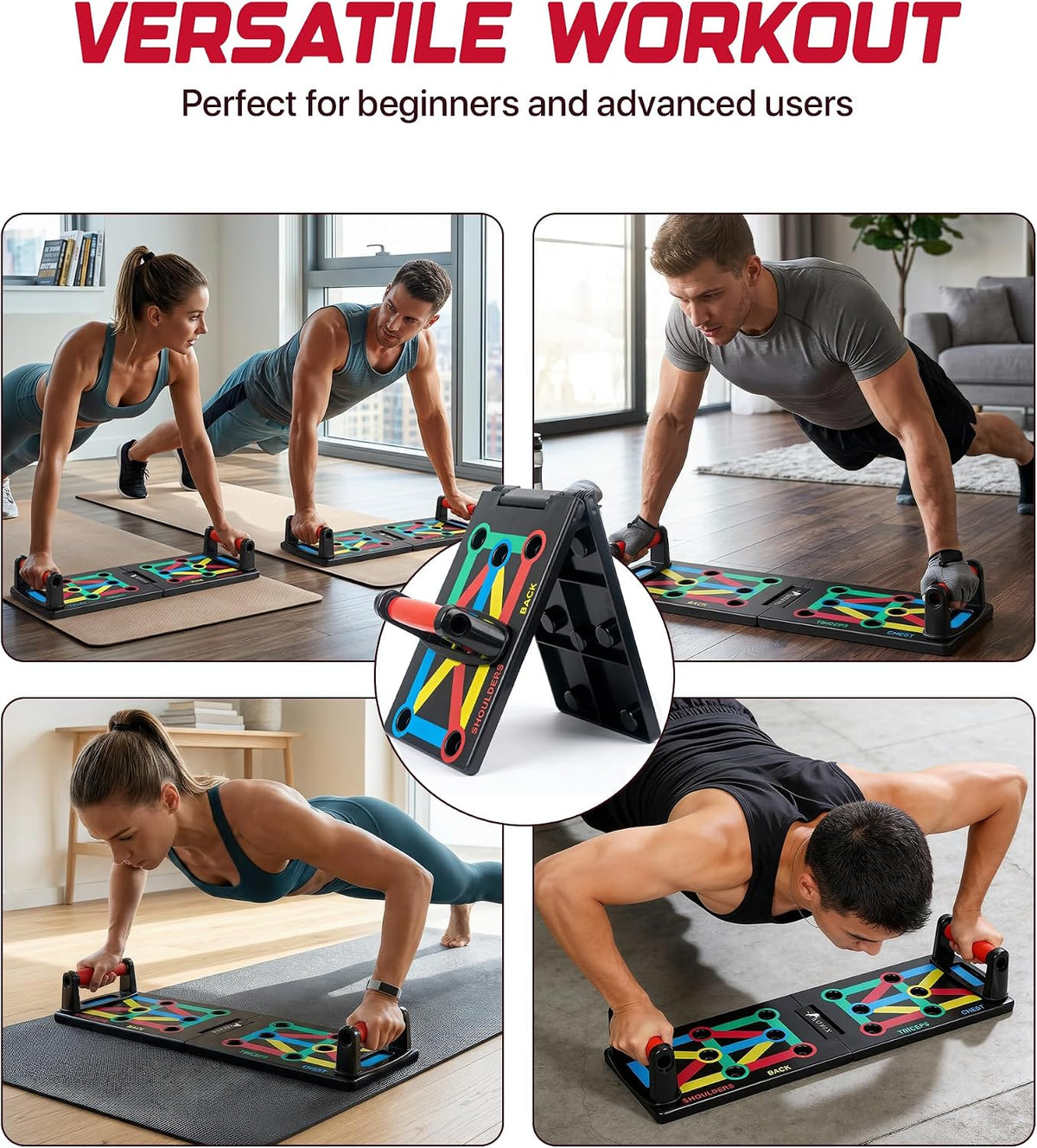 Push up Board 14 in 1, Foldable Press up Board with Push up Handles