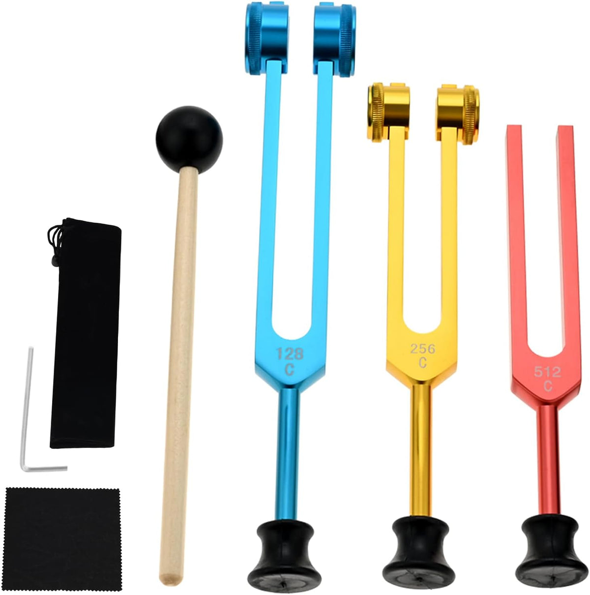 Tuning Forks Healing -128Hz, 256Hz, 512Hz Tuners with Silicone Bases