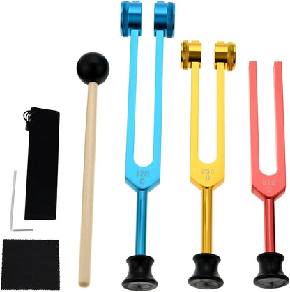 Tuning Forks Healing -128Hz, 256Hz, 512Hz Tuners with Silicone Bases