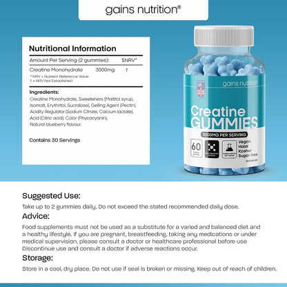 GN Creatine Gummies | 60 Chewable Creatine Gummies for Men & Women - 3000Mg Creatine-Monohydrate per Serving | Berry Flavour, Non-Gmo & Suitable for Vegans & Vegetarians