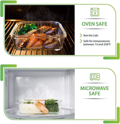 5 Pack 30Oz Glass Containers with Lids - 1 Compartment
