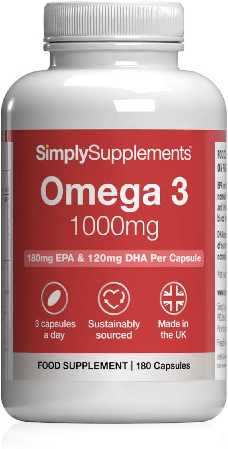 Omega 3 Fish Oil 1000Mg | 180 Capsules | High EPA & DHA
