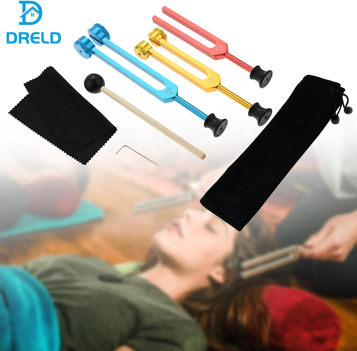 Tuning Forks Healing -128Hz, 256Hz, 512Hz Tuners with Silicone Bases