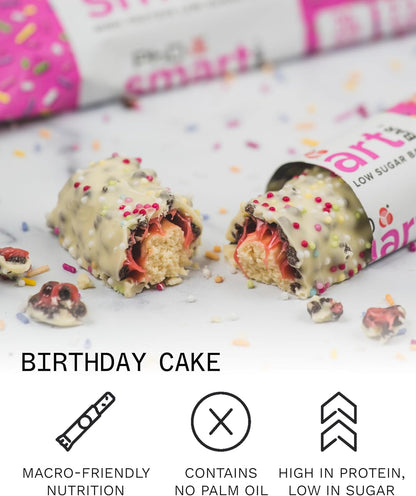Nutrition Smart Protein Bar Low Calorie, Nutritional Protein Bars/Protein Snacks, High Protein Low Sugar, Birthday Cake Flavour, 20G of Protein, 64G Bar (12 Pack)